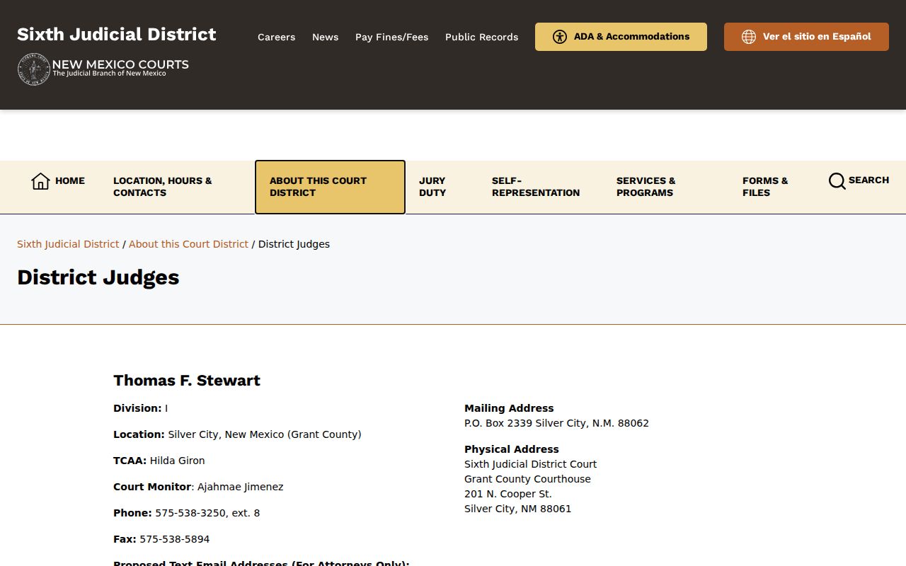 Hidalgo County court docket Sixth Judicial District judge directory