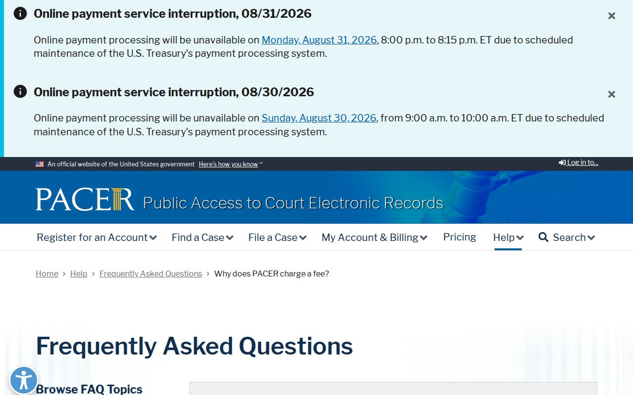 Hidalgo County court record access federal PACER fee information