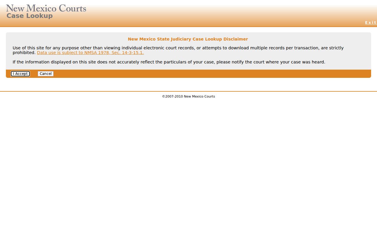 Hidalgo County case lookup interface for New Mexico court records