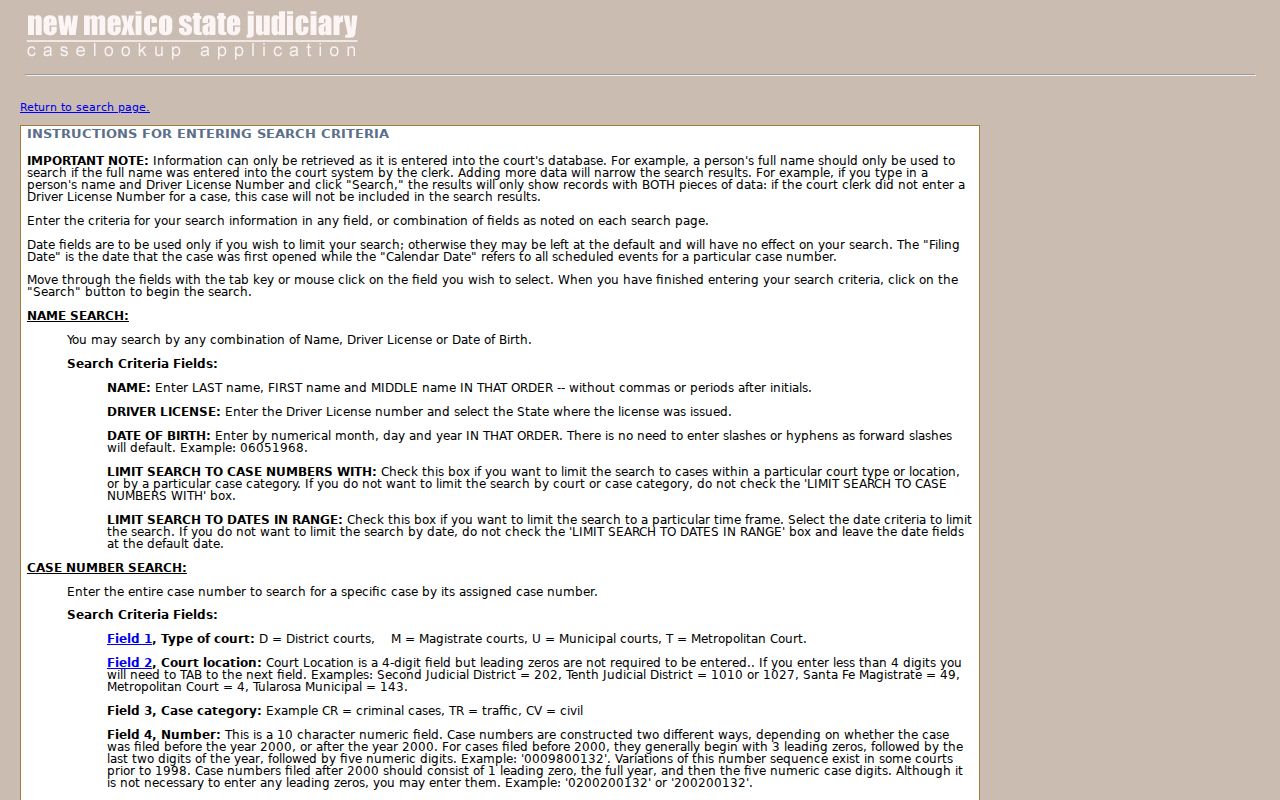 Hidalgo County case lookup name, court, category, and date fields
