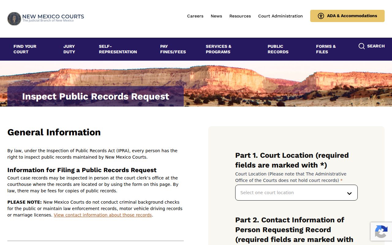 Hidalgo County court records New Mexico judicial IPRA request form